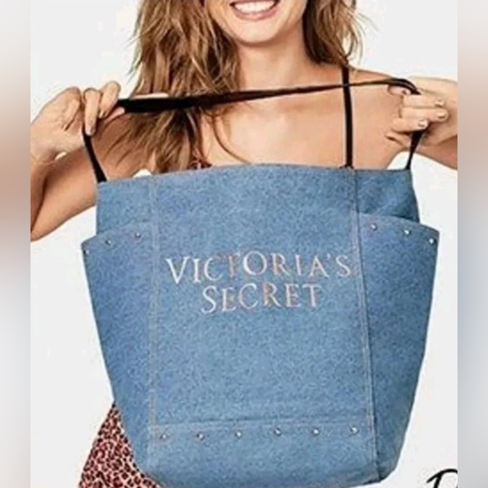 Victoria's Secret Light Blue Denim Tote - Picture 2 of 7
